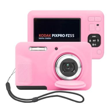 Imagem de HESPLUS Capa de silicone para câmera digital Kodak PIXPRO FZ55 - Capa protetora macia com capa de lente removível, antiarranhões, fina e leve - rosa