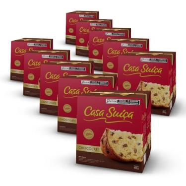Imagem de 10 Panetones Casa Suíça Chocolate, Chocotone 400g