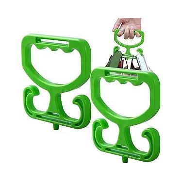 Imagem de Pacote com 2 porta-sacolas de supermercado, suporte resistente para sacolas de supermercado, cada um comporta até 45 kg – aderência confortável para carregar sacolas de compras, sacolas de compras