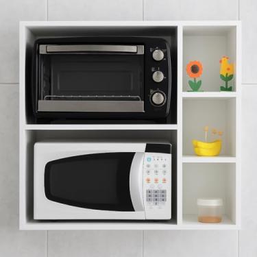 Imagem de prateleira Organizador para Micro-ondas e Forno Elétrico 75z80x35cm estante Decorativas, Móvel para Cozinha Estilo Moderno