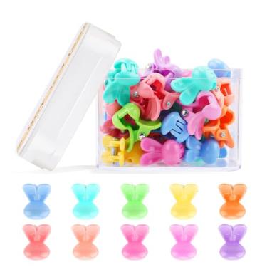 Imagem de 40 presilhas de cabelo para cabelo, mini coelho colorido arcylic mini garra de cabelo pequenos grampos de cabelo para mulheres, franja decorativa fofa, presilhas de cabelo de aderência forte