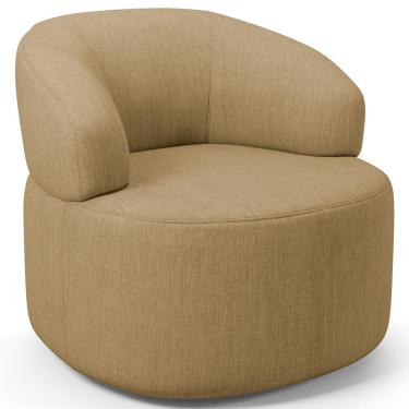 Imagem de Poltrona Giratória Orgânica Para Sala De Estar Living Helena L02 Linho Bege Escuro - Lyam Decor