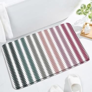 Imagem de HUSPWP Tapete de banho vintage de meados do século, arco-íris, geométrico, retrô, colorido, neutro, moderno, linho, abstrato, cinza, blush, decoração de banheiro, tapete de banheiro, capacho de