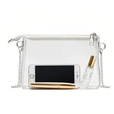 Imagem de GZYFUVALW Bolsa transversal com zíper, bolsa transparente para shows, esportes (branca, média)