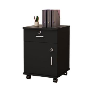 Imagem de Armário de Arquivos Armário de arquivo escritório armário baixo móvel travamento simples com organizador gaveta(Preto)