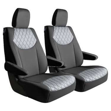 Imagem de FH Group Capa de assento de carro de ajuste personalizado feita especificamente para Chrysler Pacifica 2017-2024 - Conjunto de 2ª fileira não híbrida, neoprene ultraflex, cinza