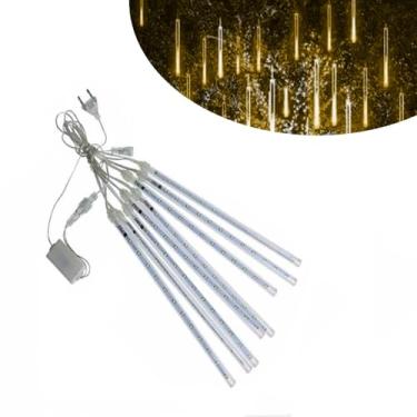 Imagem de Luzes LED Meteoro para Árvore de Natal, 8 Tubos, Iluminação Cascata Decorativa, Luz Branca Quente, Decoração Natalina Interior e Exterior