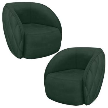 Imagem de Kit 02 Poltronas Decorativa Para Sala Living Olimpo M03 Veludo Verde -