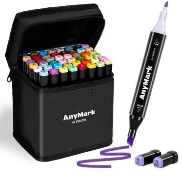 Imagem de Conjunto de marcadores de álcool AnyMark de 48 cores com ponta dupla