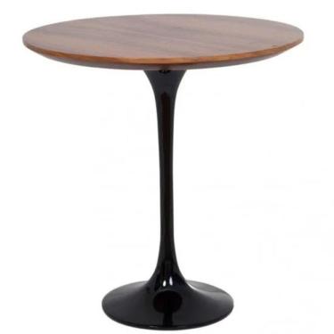 Imagem de Mesa Lateral Tulipa Saarinen Redonda 51 Cm - Imbuia Base Preta