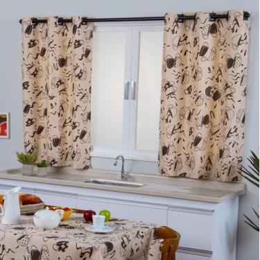 Imagem de Cortina de Cozinha Estampada Café - 125X250CM - FASTLAR