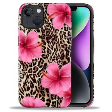 Imagem de Capa para iPhone 14 Plus Estética Padrão Bonito Fino À Prova de Choque Proteção de Corpo Inteiro para Meninas e Mulheres, Estampa de Cheetah de Leopardo P Hibisco