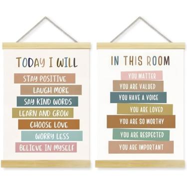 Imagem de CanvaCrafted Pôster pendurado em madeira, rolos, cabide, pintura para sala de aula, arte de parede motivacional, In This Room You Matter, You Are Loved,Homeschool Affirmation, Playroom Bedroom Home