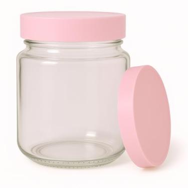 Imagem de Kit 12 Potes de Vidro 240ml para Armazenamento de Leite Materno Rosa Tampas Rosa Plasticas BPA Free