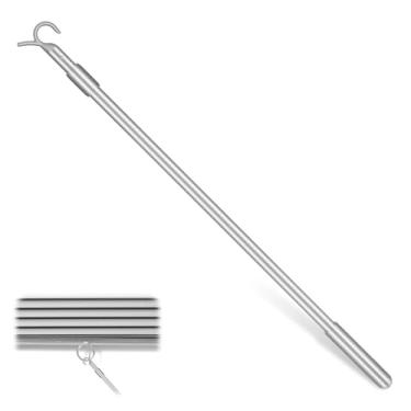 Imagem de Varinha cega, haste de tração para persianas e persianas sem fio haste telescópica push pull ajustável de alumínio fácil de puxar a persiana para cima e para baixo, peça de substituição com gancho