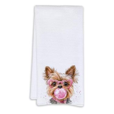 Imagem de Cabana Bro Yorkshire Terrier Presentes Toalhas de Mão de Banheiro, Presentes Yorkie para Mulheres Cachorro Mãe, Engraçado Yorkshire Terrier Bolhas Decorativas Toalhas de Mão para Crianças Banheiro