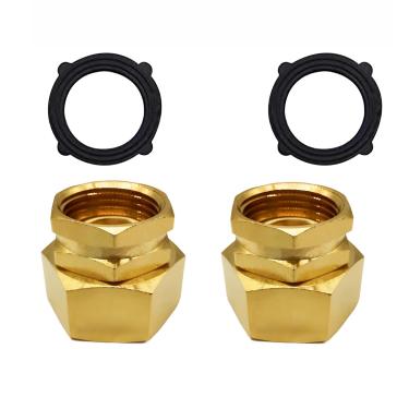 Imagem de AMZDIAI Conexões de mangueira de jardim de latão 3/4 NPT fêmea x 3/4 GHT fêmea para adaptador de mangueira de jardim, conector de tubo redutor de latão (pacote com 2)