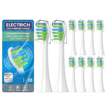 Imagem de Pacote com 10 cabeças de escova de dentes de substituição compatíveis com escova de dentes elétrica 7am2m, branca