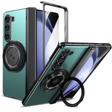 Imagem de XKchatpt Capa magnética dobrável para Samsung Galaxy Z Fold 5, suporte magnético giratório de 360° com proteção de dobradiça e protetor de tela frontal para Samsung Galaxy Z Fold 5 (verde)