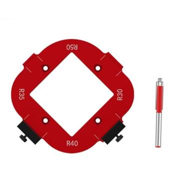 Imagem de FTVOGUE Liga de Alumínio, Modelo de Raio de Canto Redondo 4 Em 1 Com R30, R35, R40, R50, para Gabarito de Mesa de Roteador para Carpintaria Com Broca de Acabamento Nivelado, Adequado