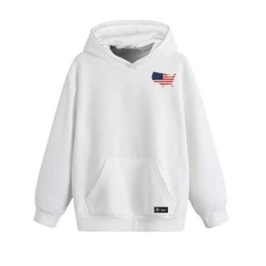 Imagem de Blusão Moletom Canguru Eua Infantil Personalizado com Capuz e Bolso-Unissex