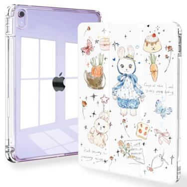 Imagem de Feams Capa fina para iPad Air 11 polegadas M3 2025 / M2 2024, iPad Air 5ª geração 2022 / iPad Air 4ª geração 2020 10,9 polegadas capa transparente com suporte para lápis e hibernar automático