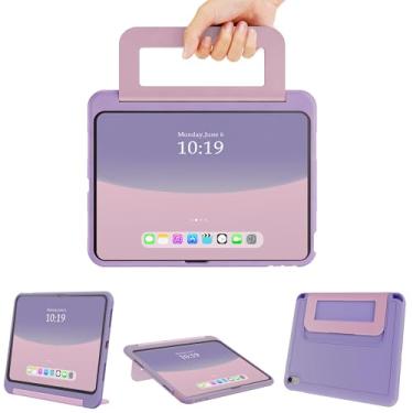 Imagem de INFILAND Capa infantil para iPad A16 11 polegadas 2025 (11ª geração), iPad 10ª geração (10,9 polegadas 2022), capa protetora durável e macia à prova de choque com alça (roxa)