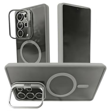 Imagem de Capa para Samsung Galaxy S23 Ultra: Suporte de lente invisível com proteção contra quedas de alta definição Anti-amarelamento. Compatível com carregamento magnético e ultrafino sem fio (cinza, S23