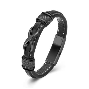 Imagem de zeqingjw Pulseira de urna de cremação para cinzas de couro com suporte de cinzas de aço inoxidável para animais de estimação humanos com kit de enchimento, Medium, Aço inoxidável, Pedra preciosa de