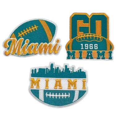 Imagem de 3 peças de artesanato de arte para fãs de futebol DIY acessórios de vestuário, estilos esportivos bordados, acabamento de aplique de costura DIY e enfeites adesivos para Miami