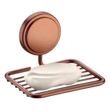 Imagem de Saboneteira De Parede Porta Sabonete Em Barra Aramado Com Fixação Adesiva Para Banheiro Lavabo Pia Decoração Em Aço Carbono (Cobre)