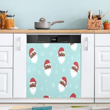 Imagem de ATTX Capa de ímã de Papai Noel com desenho animado, 58,4 cm C x 66 cm A decoração da capa da máquina de lavar louça, decalques de armário doméstico eletrodomésticos adesivos #377