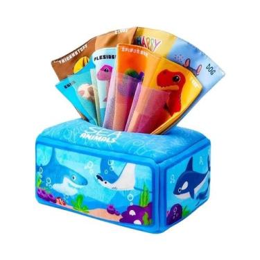 Imagem de Brinquedo Sensorial Montessori Caixa De Lenços Para Bebês, Papel Croca