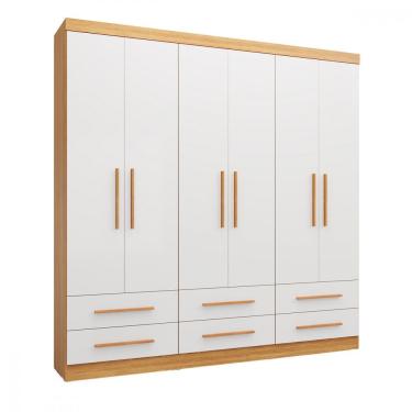 Imagem de Guarda Roupa De Casal Majestic 6 Portas 6 Gavetas Batrol Freijo Com Off White
