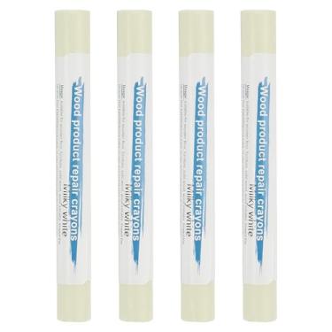 Imagem de PATIKIL Giz de cera para reparo de móveis, 4 peças de bastões de enchimento de madeira de cera de madeira para arranhões Mesas de furos de piso de madeira, branco leitoso