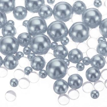 Imagem de 150 peças de contas flutuantes, 8/14/20 mm contas de enchimento de vaso centros de mesa pérola flutuante sem furo e 8000 peças de contas de gel de água transparente para decoração de vaso, prata