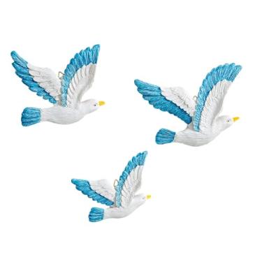 Imagem de Ｂｅｓｇａ Conjunto de 3 enfeites de parede com gaivotas, pássaros voando, figuras para pendurar, pássaros e pombas, decoração de parede para praia, Style B