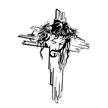 Imagem de Generic Estátua de crucifixo de Jesus em ferro para parede, decoração deslumbrante, escultura preta esculpida em forma de cruz para batizado, B3082