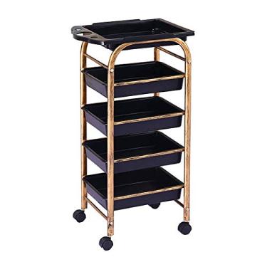 Imagem de LMJYU Carrinho de servir para salão de beleza com 4 gavetas, carrinho de ferramentas de beleza para cabeleireiro com roda, capacidade de 15 kg, carrinho de rodinhas utilitário médico, 5 níveis