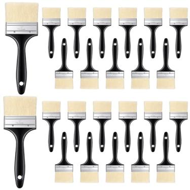 Imagem de 24 pincéis de tinta de 7,6 cm, pincéis de pintura com cabo de plástico, ferramentas profissionais multiuso com alça de plástico para bricolage, móveis, cercas, deck e parede (preto)
