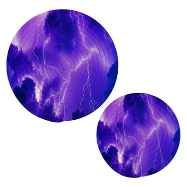 Imagem de Wassud Trivet de iluminação dramática para pratos quentes, suportes de panela redondos de algodão, almofadas quentes, porta-copos elegantes, decoração de cozinha e acessórios, 2 peças