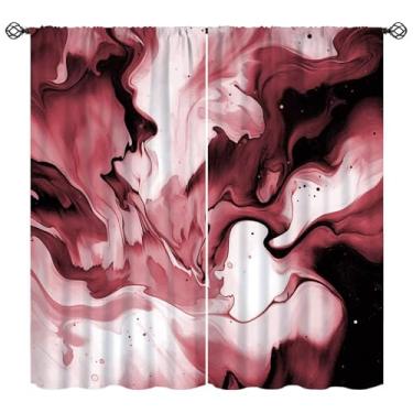 Imagem de Cortina Borgonha Vermelha Abstrata Ombre Moderna Tinta para Janelas Tratamentos Mármore Minimalista Elegante Fumê Estética Escura Mulheres Cortinas Neutro para Quarto Sala Cozinha L 106 cm x C 114 cm