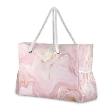 Imagem de Wassud Bolsa de praia linda bolsa de praia grande de mármore para mulheres, impermeável, à prova d'água, à prova de areia, bolsa de viagem com zíper e bolso para piscina, academia, acampamento
