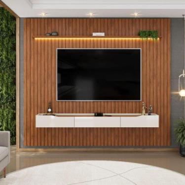 Imagem de Painel P/ Tv Até 90 Polegadas Ripado Autêntico Com Led Montreal Com Ni