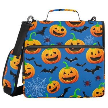 Imagem de Burbuja Abóboras com expressões faciais fichário com zíper bolsa de 3 anéis com lixa expansível e alça de ombro para laptop de 13 polegadas, vários bolsos para trabalho de escritório