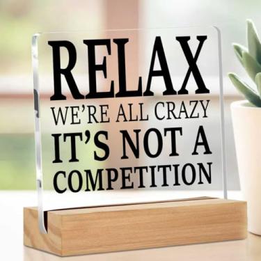 Imagem de Placa de acrílico engraçada decoração de mesa para escritório, presentes de mordaça para colegas de trabalho, placa decorativa bem-humorada com suporte, sala de estar, decoração de mesa de casa