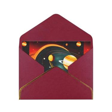 Imagem de Cartões comemorativos com impressão de Saturno do Sistema Solar Júpiter para todas as ocasiões, convites de festa de aniversário de casamento, 12,7 x 15,2 cm