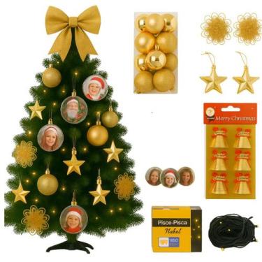 Imagem de Árvore De Natal Com Enfeites 180cm Decoração Dourada Premium - Wincy, 