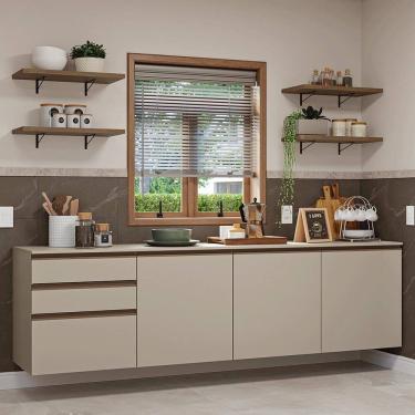 Imagem de Armário de Cozinha Completa 240cm Suspensa Crema Nice Madesa 10
