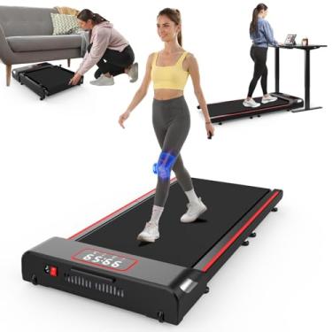 Imagem de Esteira Eletrônica dobrável para casa e escritório, esteira de 1.5 HP para mesa, pequena, com controle remoto, 120 kg, compactar para espaços pequenos, sem necessidade de montagem-110V